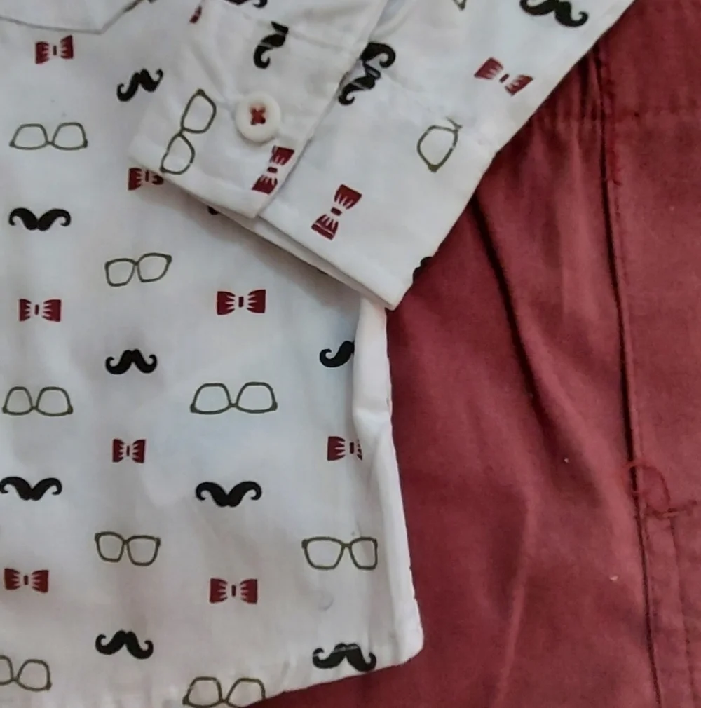 NWT Bon Bebe 2 Pc Mr. Mustache  Shirt & Pant Set ~sz 18M